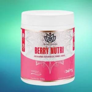 Pote do suplemento Berry Nutri da Pharma Quântica com 300g, fórmula para beleza da pele, unhas e cabelos