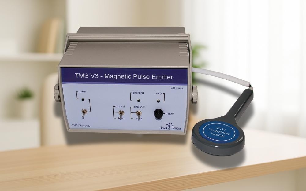 Equipamento TMS-V3 da Nova Ciência para estimulação magnética transcraniana